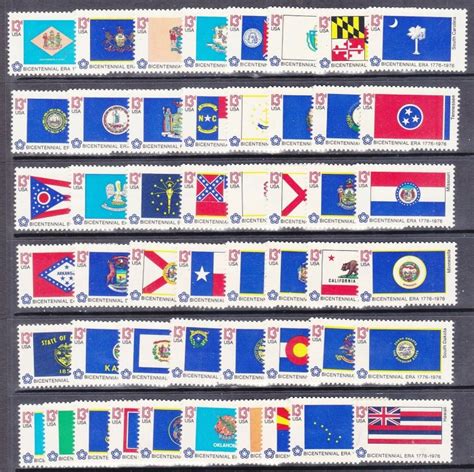 Us 1633 1682 Mnh Og 1976 American Bicentennial State Flags Full Singles