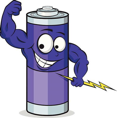 Royalty Free Battery Cartoon Human Muscle Energy Clip Art Vector