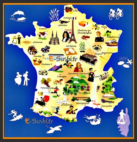 Carte des régions françaises d'aujourd'hui. Tourisme en France - Carte des Villes principales - Arts et Voyages