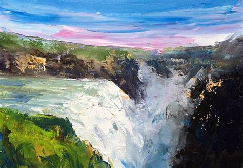 Original 8 X 11 Oil Painting Fine Art Alla Prima Waterfall Piece