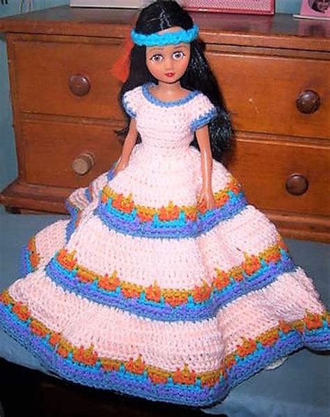 Vintage Crochet Pattern Indian Princess Dress Outfit For Etsy Crochet Doll Dress Indian