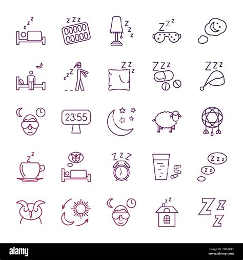 insomnia problems and sleeping line icons set sleep and insomnia health rest sleepless vector