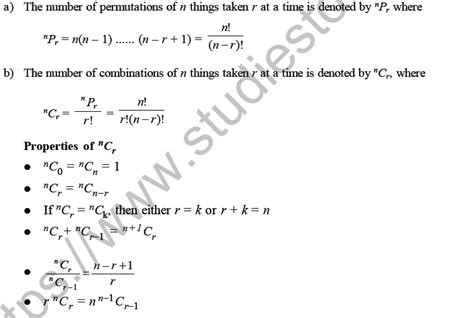 Cbse Class 11 Permutation And Combinations Worksheet F