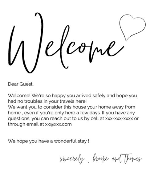 Welcome Note Airbnb Welcome Note Template Postermywall