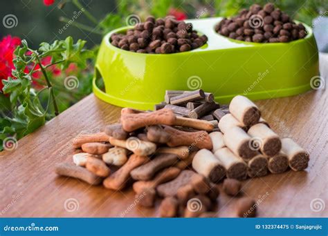 Dog Food Tasty On Wooden Background Stock Image Image Of Bone