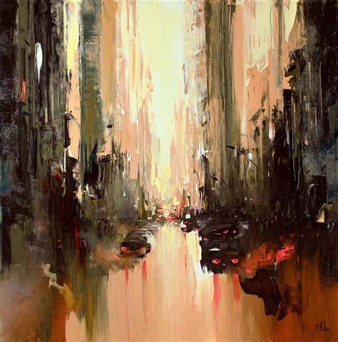 Abstract City Painting By Bozhena Fuchs 2021 Painting Oil On Canvas