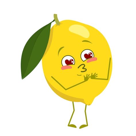 Premium Vector Cute Lemon Characters Falls In Love With Eyes Hearts Face Arms
