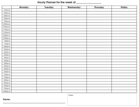 Free Printable Hourly Schedule Planner Weekly Calendar Planner