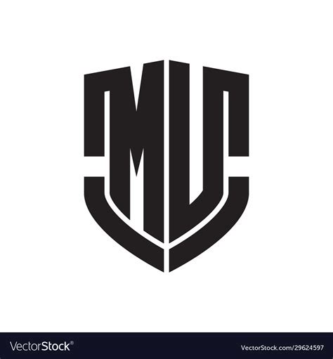 Mu Logo Monogram With Emblem Shield Shape Design Vector Image