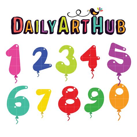 Balloon Cartoon Numbers Clip Art Set Daily Art Hub Free Clip Art