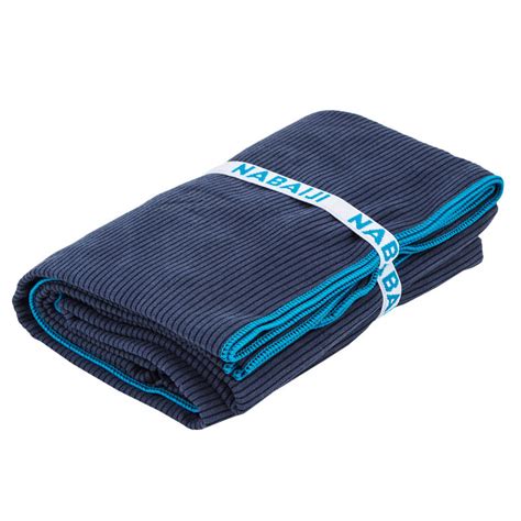 Swimming Microfibre Towel Size Xl 110 X 175 Cm Striped Dark Blue