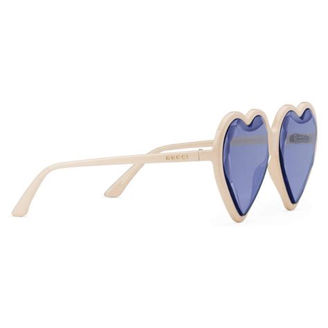 gucci acetate heart sunglasses ivory violet gucci eyewear avvenice