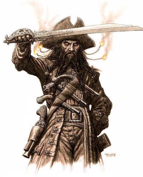 Blackbeard Bardem Pirate Tattoo Pirate Art Famous Pirates
