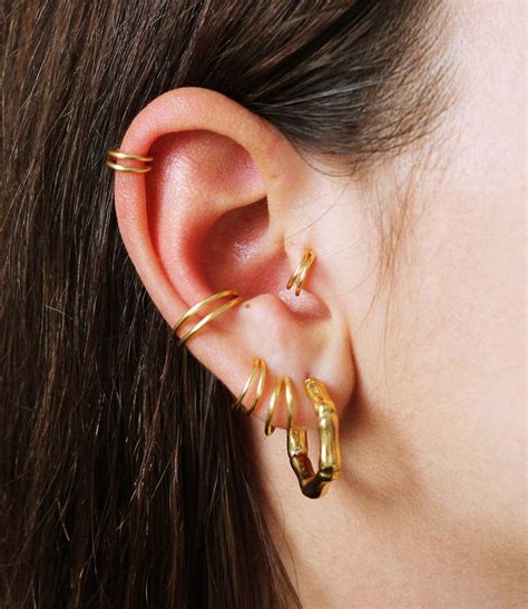 Double Conch Hoop Gold Conch Piercing Cartilage Earring Etsy