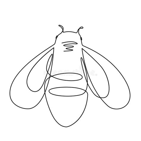 Cartoon Honey Bee Logo Vector Icon Continuous Line Drawing Illustration Stock Vector