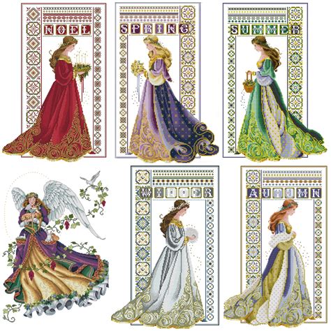 14ct joy sunday stamped counted cross stitch four seasons angel