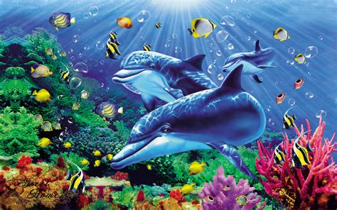 Underwater Dolphin Wonderland Sea World Full Wall Mural