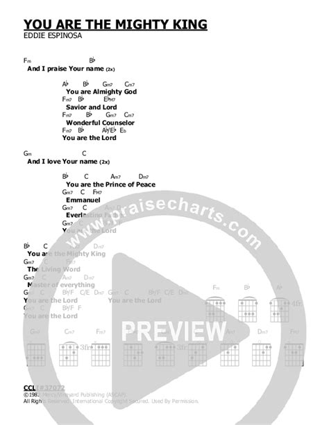 You Are The Mighty King Chords PDF Vineyard Worship PraiseCharts