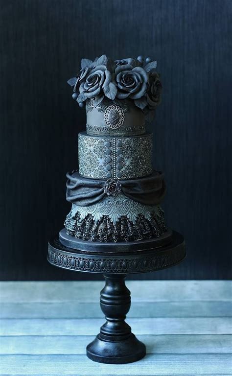 Black Vintage Cake Gothic Cake Gothic Wedding Cake Black Wedding Cakes