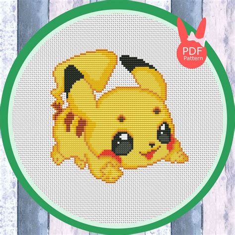 Pikachu Cross Stitch Pattern Pokemon Embroidery Modern Cross Etsy