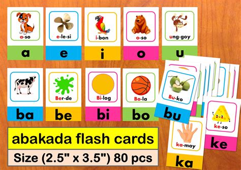 Thick Cards Abakada Tagalog Educational Laminated Flashcards 80 Pieces