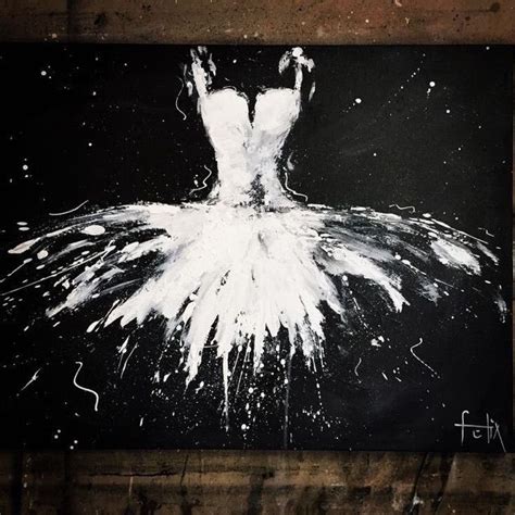 A Black And White Painting Of A Ballerina