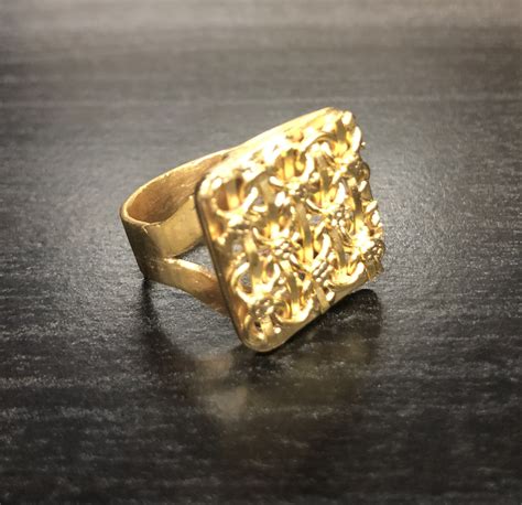 Gold Dipped Wolof Ring Square Version Fulaba Exclusive Jewelry From