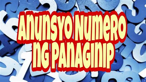 Anunsyo Numero Ng Ating Panaginip Part 2 Dream Number Translation Youtube