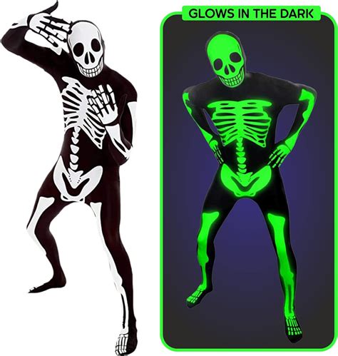 Buy Morphsuits Adult Skeleton Costume Men Glow In The Dark Scary Bones