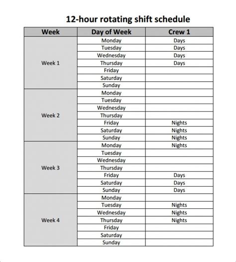 12 Hour Schedule Template For certain circumstances, you can demand a