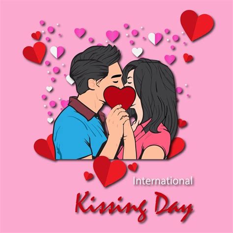 Premium Vector International Kissing Day Illustration Vector