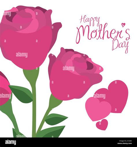 Happy Mothers Day Pink Roses Hearts Decorative Stock Vector Image And Art