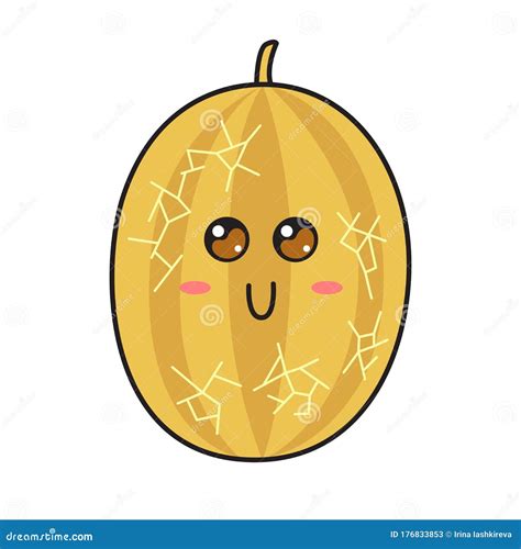 melon delicious fruit cute kawaii cartoon vector imag