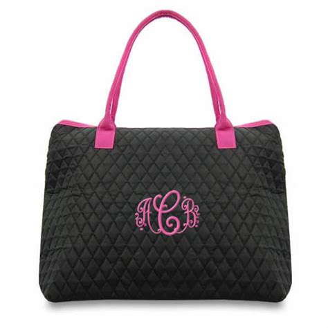 Monogrammed Quilted Tote Bag Personalized Brides