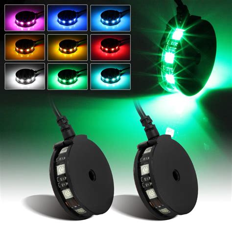 Quick jump motorcycle led driving lights kit (buyers guide) frequently asked questions about led motorcycle lights (faq) if you are looking for motorcycle led running lights kit that is easy to install, has a good range. Pair Multi-Color LED Motorcycle Wheel Accent Pod Rim Light ...
