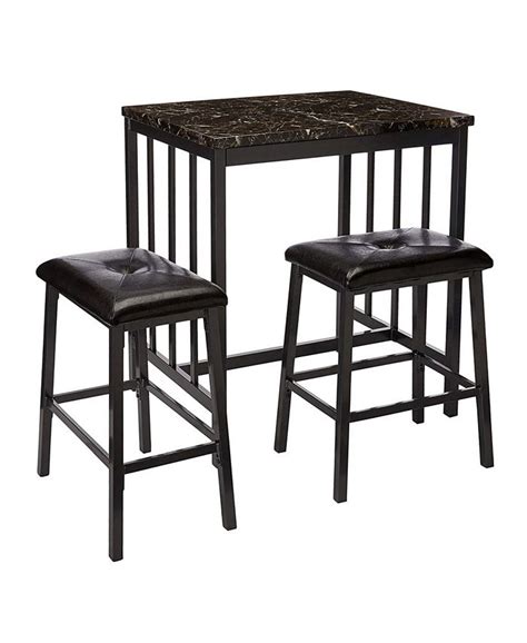 Benzara 3 Piece Rubber Wood Counter Height Table Set And Reviews