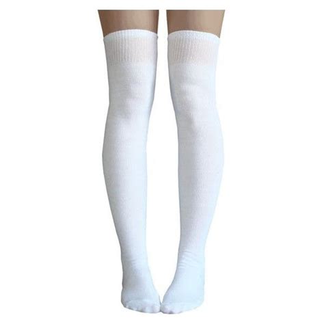 White Thigh High Socks Liked On Polyvore Featuring Intimates Hosiery Socks White Hosiery