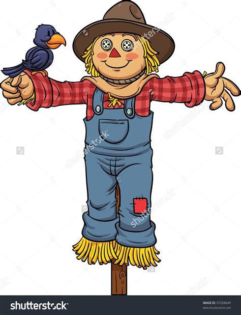 Cartoon Scarecrow Vector Illustration Simple Gradients Stock Vector