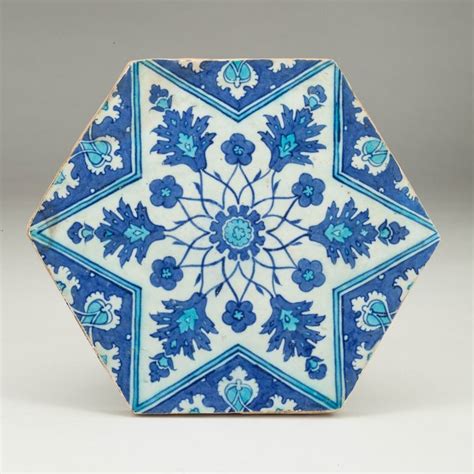 Iznik Blue And White Hexagonal Tile Turkey Circa Alain R