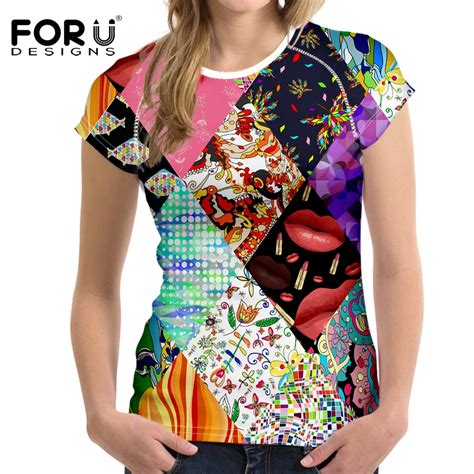 Forudesigns New Patchwork T Shirt Women S T Shirts Tops Pretty Design