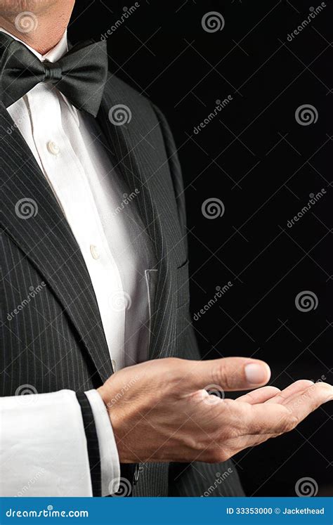 Fine Dining Waiter Open Hand Side View Stock Photo Image Of Waiting