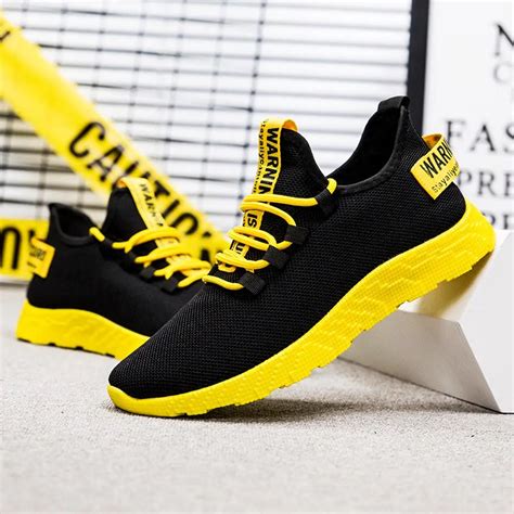 Yellow Black Sneakers Mens Yellow Running Shoes Men Yellow Shoes