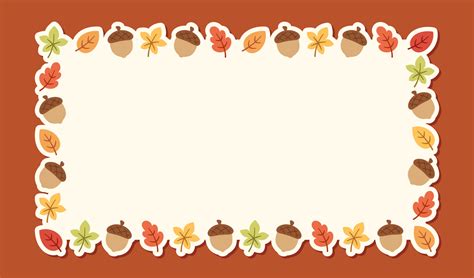 Rectangle Autumn Frame Made Of Leaves And Acorn Modern Vector