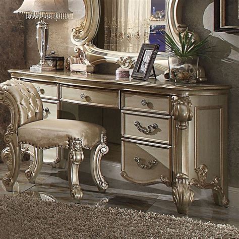 Vendome Vanity Desk Gold Patina By Acme Furniture Furniturepick