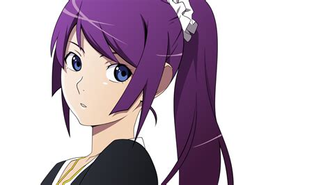 Wallpaper Monogatari Series Anime Girls Senjougahara Hitagi Purple
