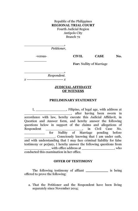 Judicial Affidavit Sample Tagalog Pdf