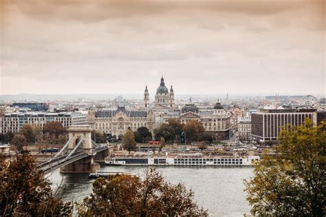 Autumn Budapest A View Over Danube River And City Panorama Stock