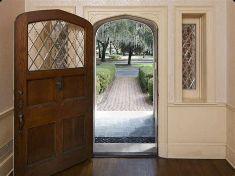 The main entrance to a building, especially a house, usually facing the road 2. Tudor door -- 2902 Abercorn St., Savannah, GA … | Tudor ...