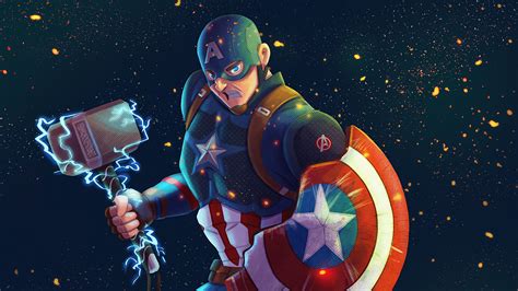 3840x2160 Captain America Mjolnir Artwork 4k 2020 4k Hd 4k Wallpapers Images Backgrounds Photos