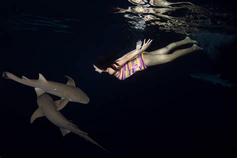 Model Poses Underwater With Sharks To Prove Creatures Are Not Dangerous